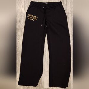 Ed Hardy Black Joggers with Gold Design